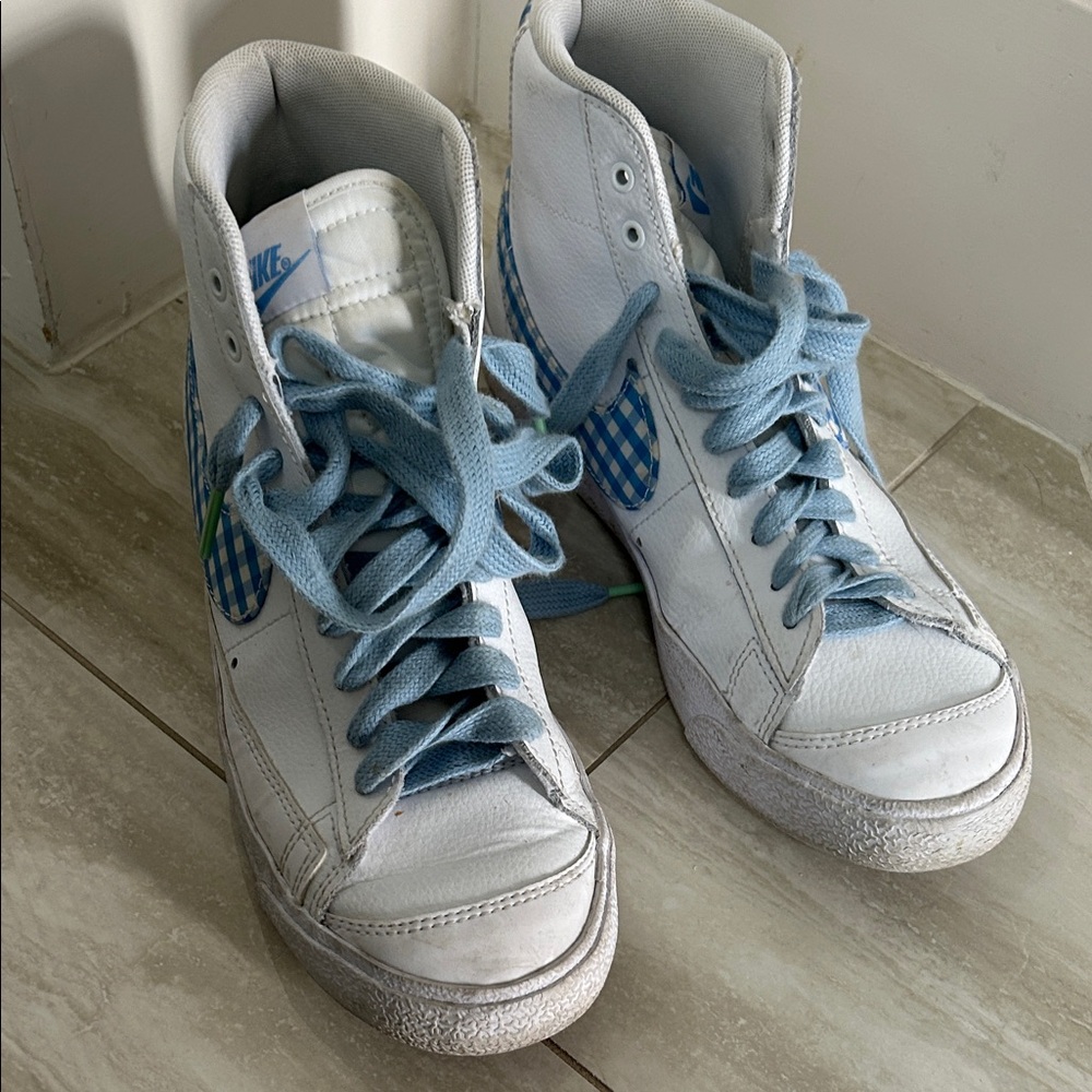 Nike Blazer Mid 77 women’s high tops blue gingham size 8.5 - Picture 3 of 7